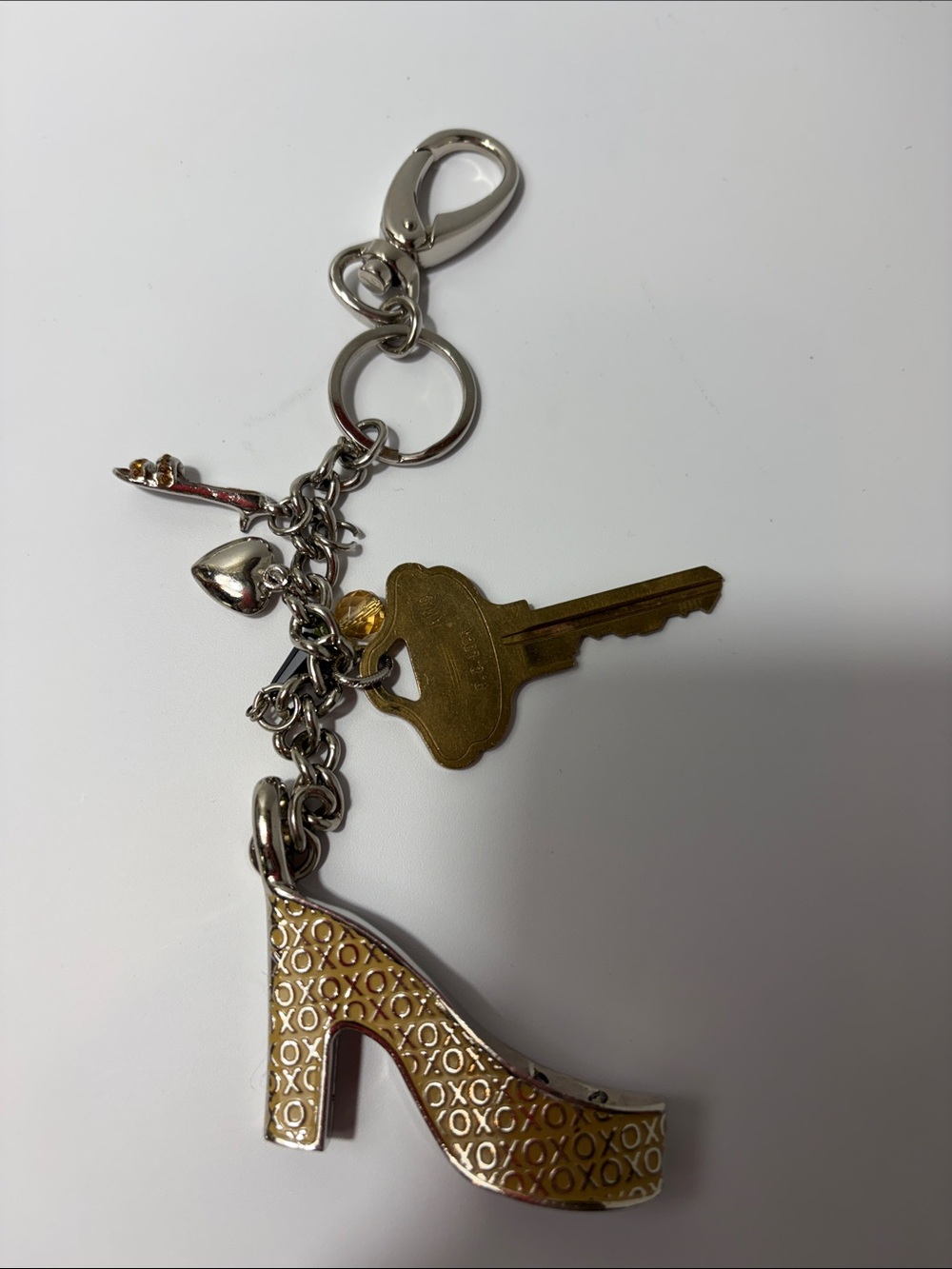 XOXO Gold & Silver High Heel Shoe Keychain Charm